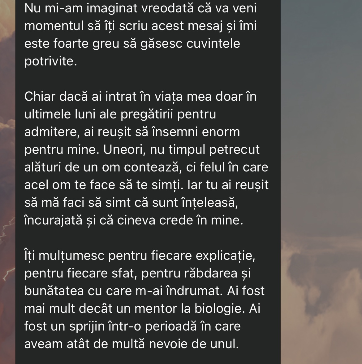 Mesaj de la un elev al Bianca — rezultat la BAC (5)