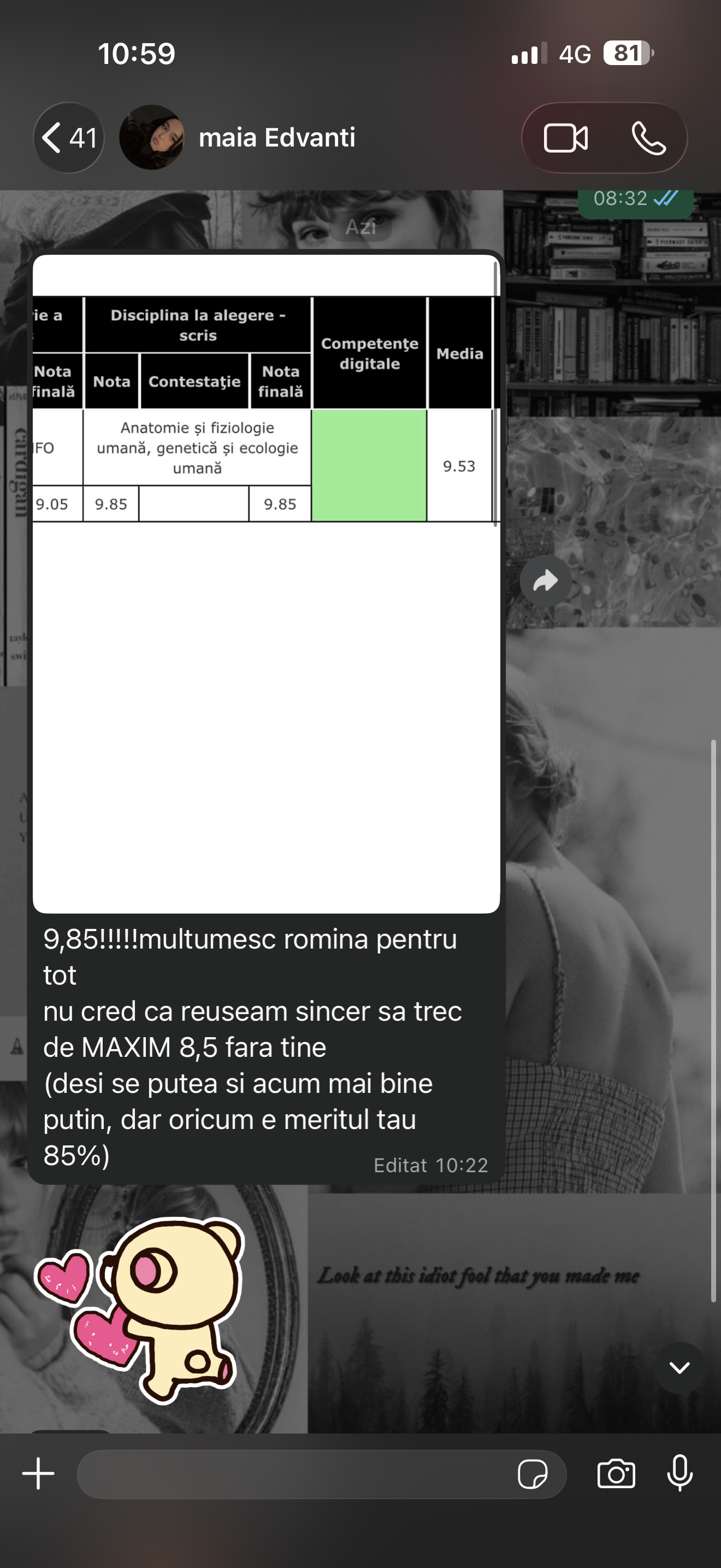 Mesaj de la un elev al Romina — rezultat la BAC (10)
