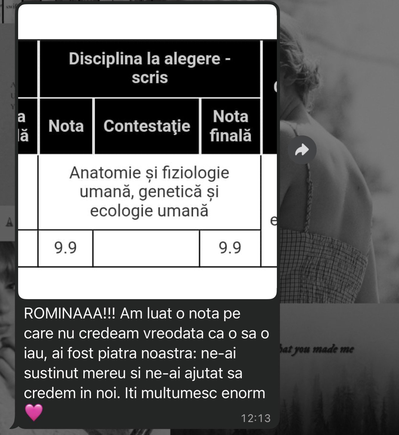 Mesaj de la un elev al Romina — rezultat la BAC (17)