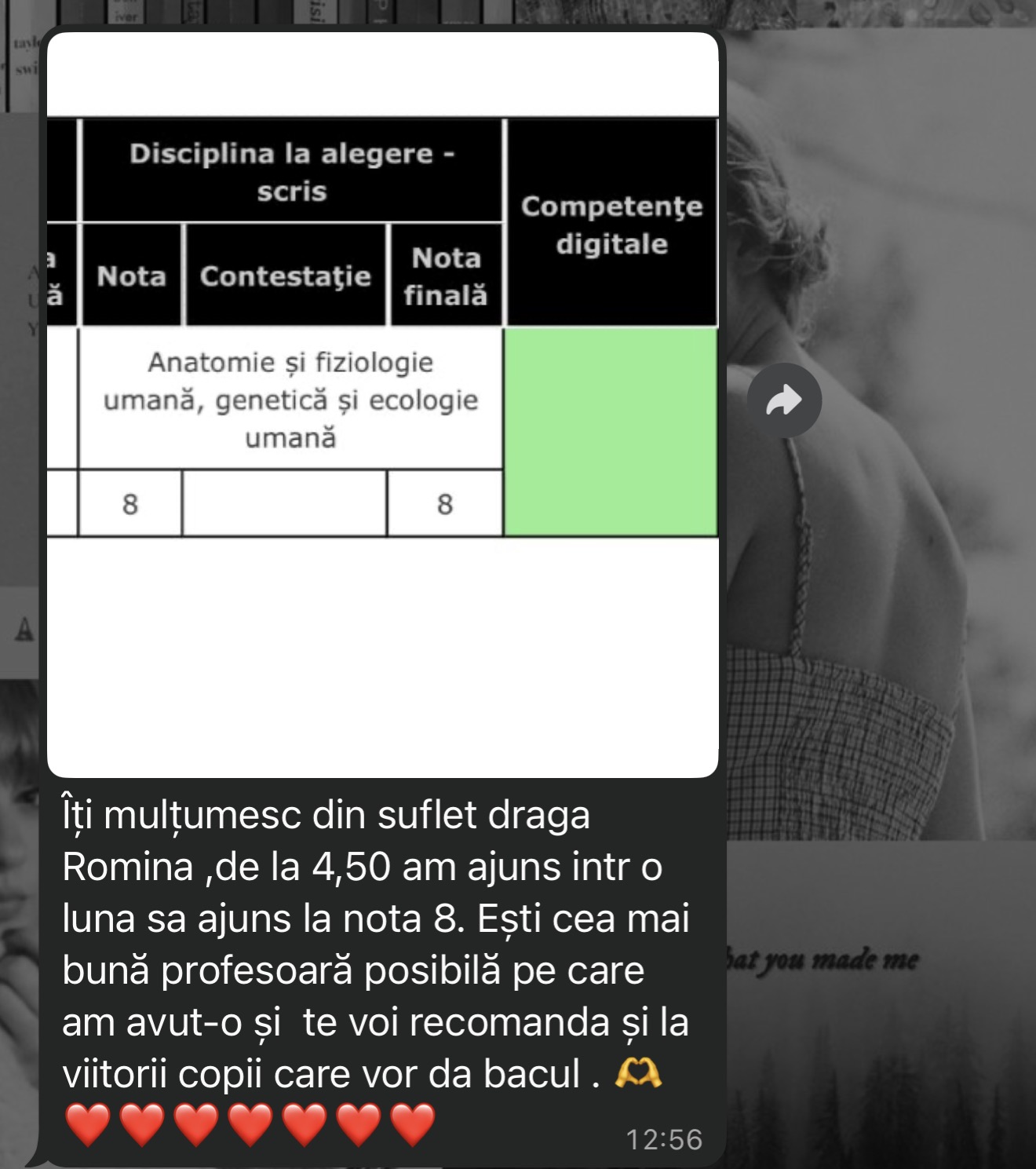 Mesaj de la un elev al Romina — rezultat la BAC (18)