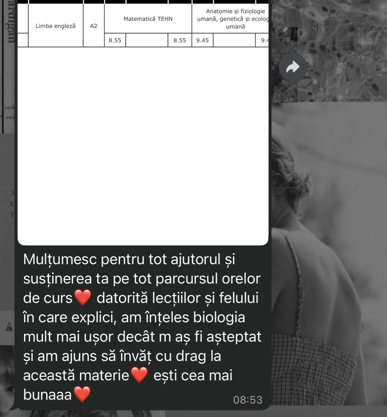 Mesaj de la un elev al Romina — rezultat la BAC (19)