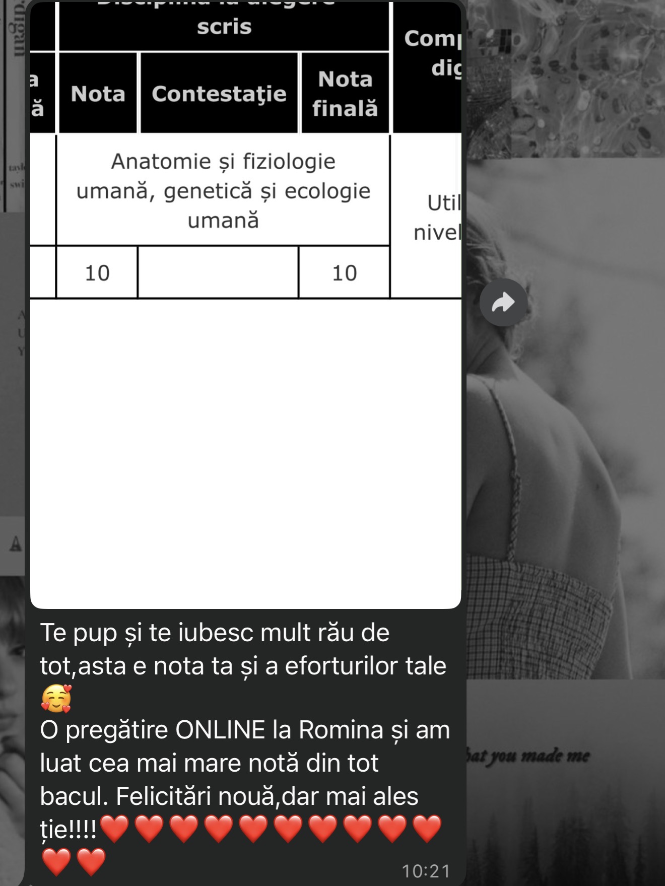 Mesaj de la un elev al Romina — rezultat la BAC (9)