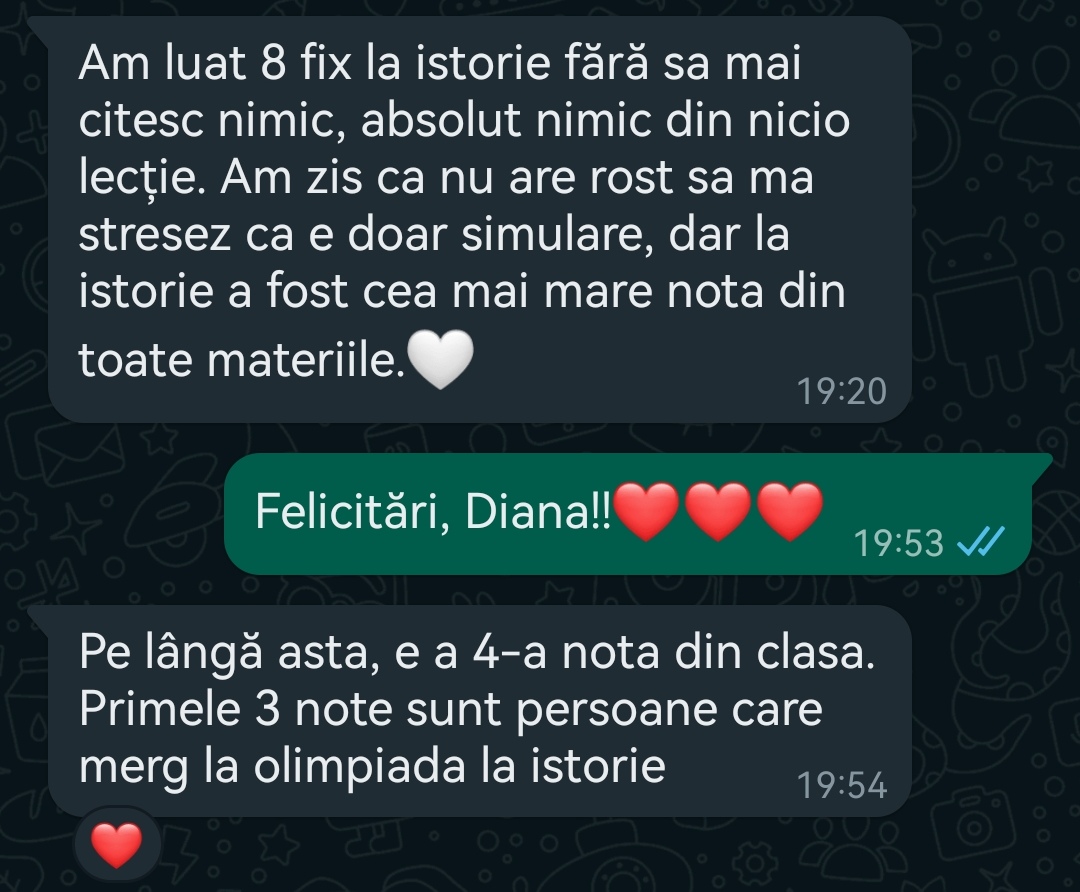 Mesaj de la un elev Edvanti — rezultat la BAC (1)