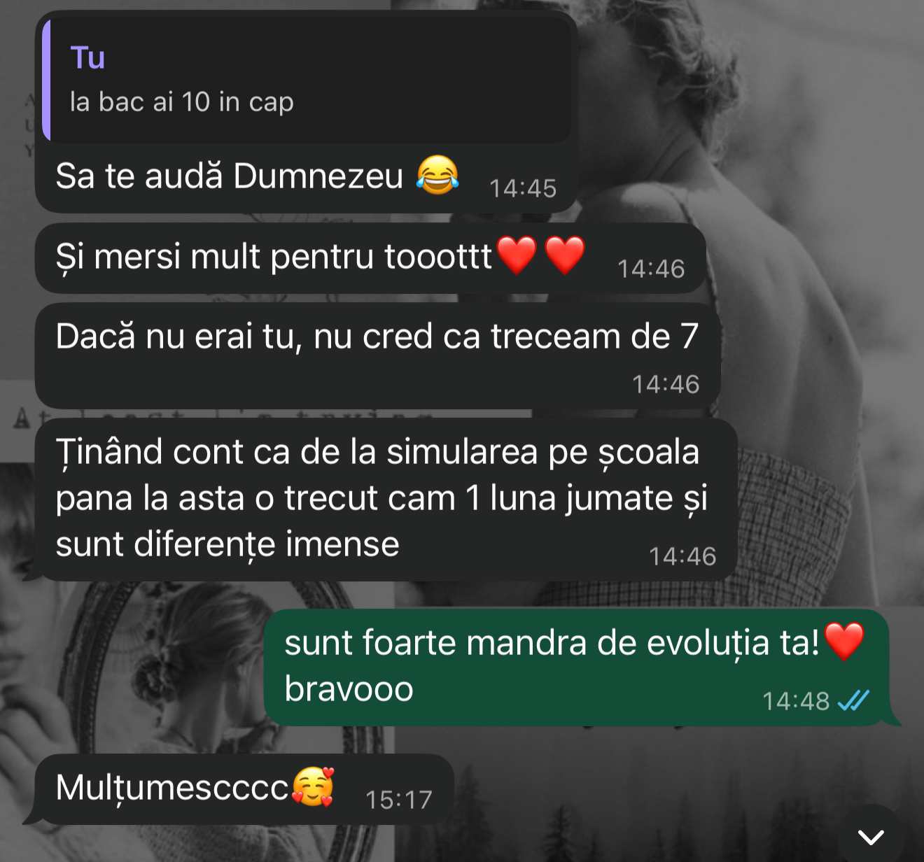 Mesaj de la un elev Edvanti — rezultat la BAC (100)