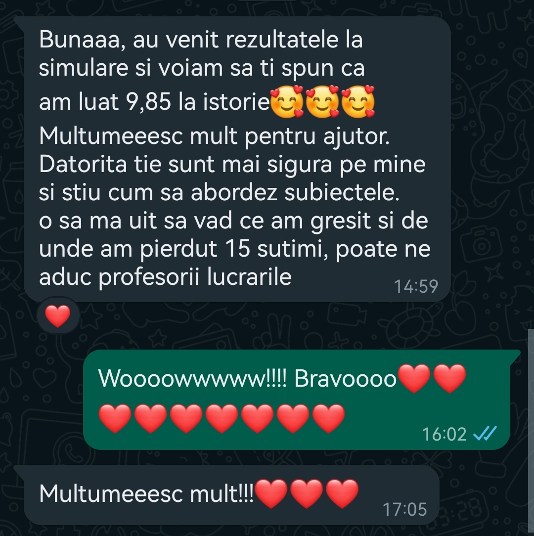 Mesaj de la un elev Edvanti — rezultat la BAC (101)