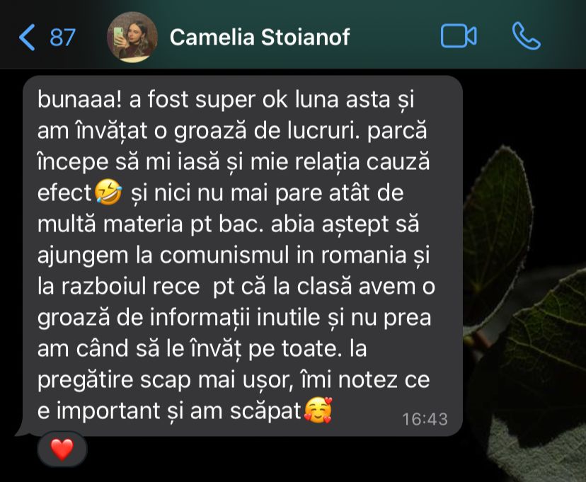 Mesaj de la un elev Edvanti — rezultat la BAC (102)