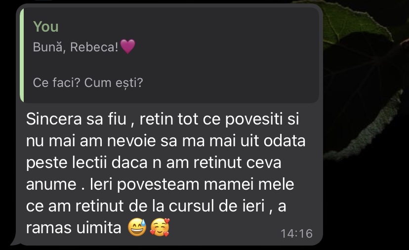Mesaj de la un elev Edvanti — rezultat la BAC (23)
