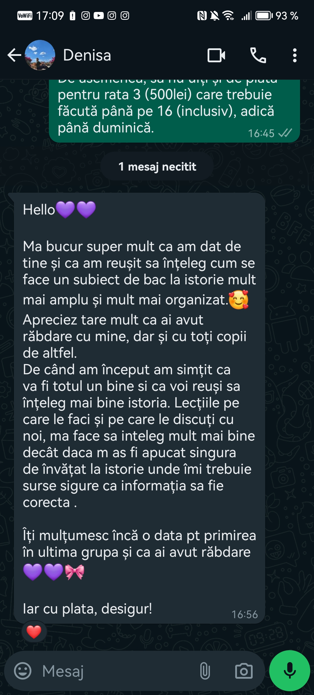 Mesaj de la un elev Edvanti — rezultat la BAC (30)