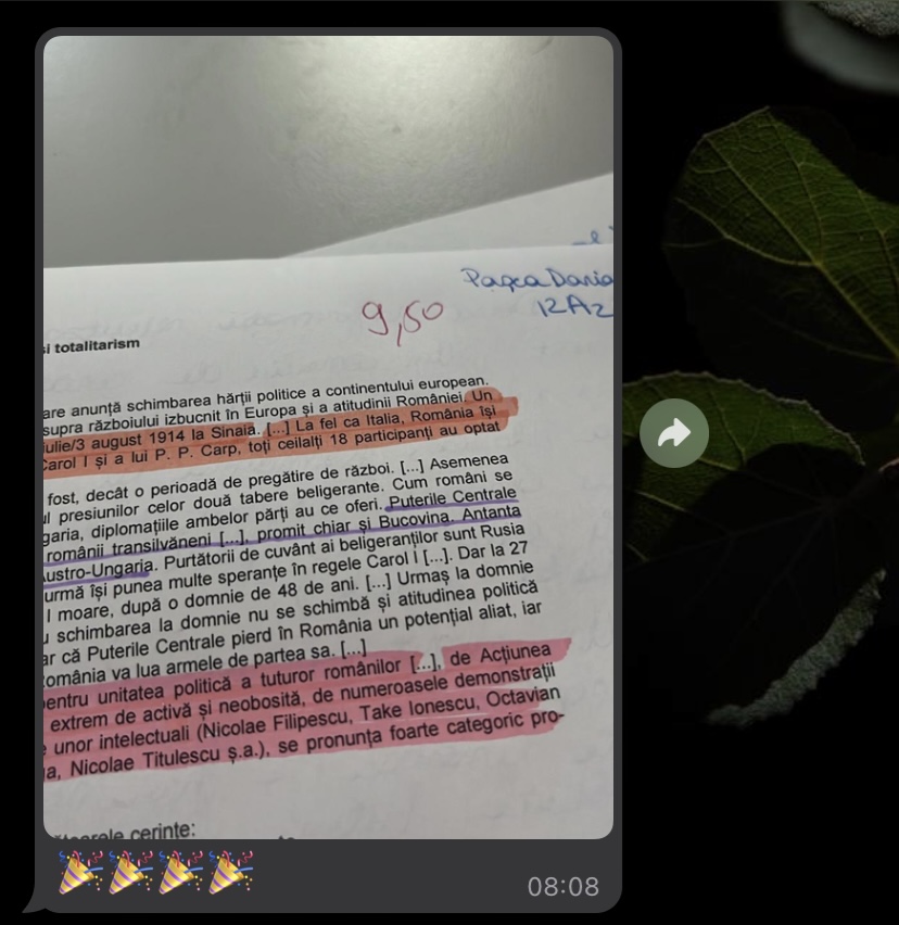 Mesaj de la un elev Edvanti — rezultat la BAC (32)
