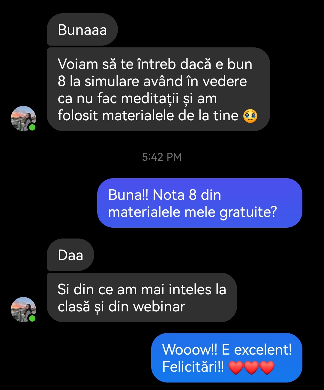 Mesaj de la un elev Edvanti — rezultat la BAC (33)
