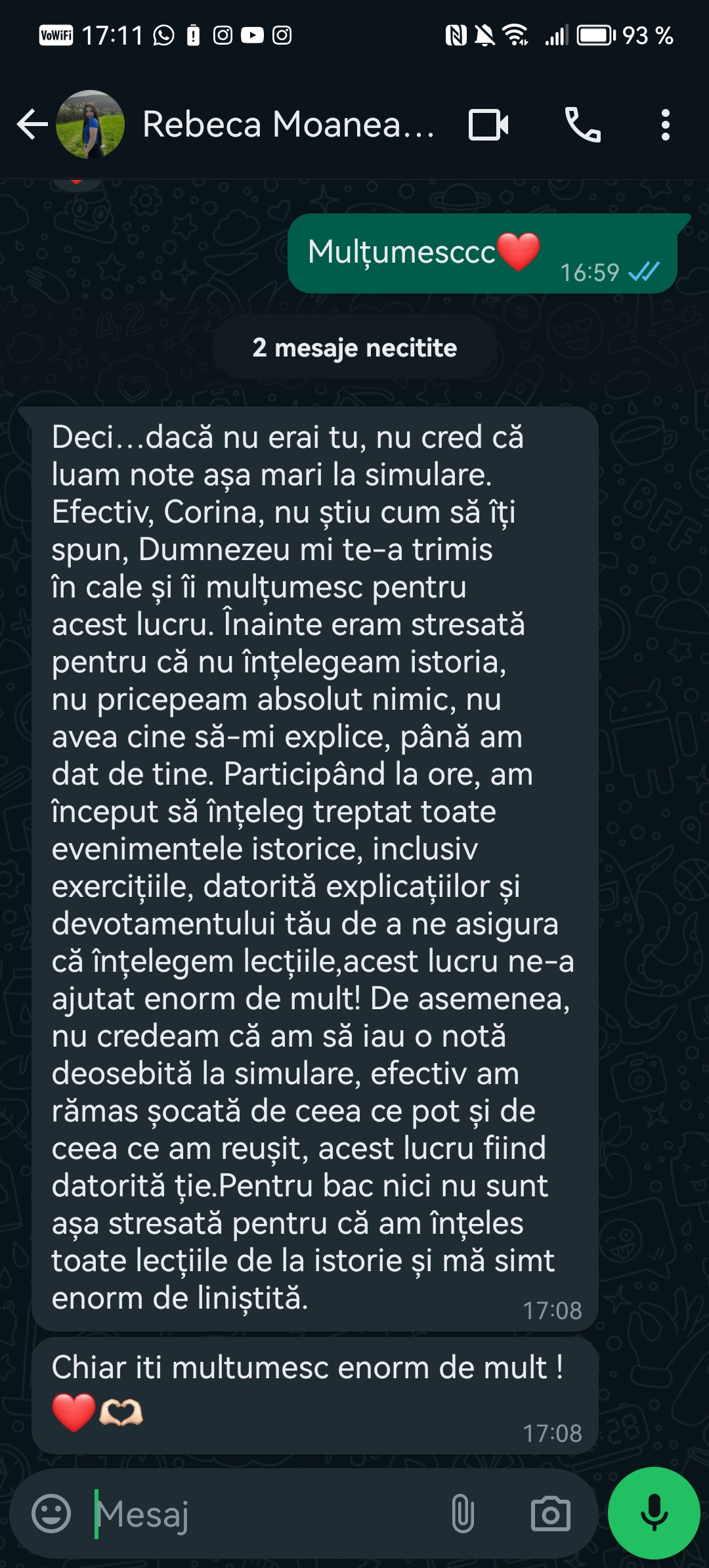 Mesaj de la un elev Edvanti — rezultat la BAC (50)