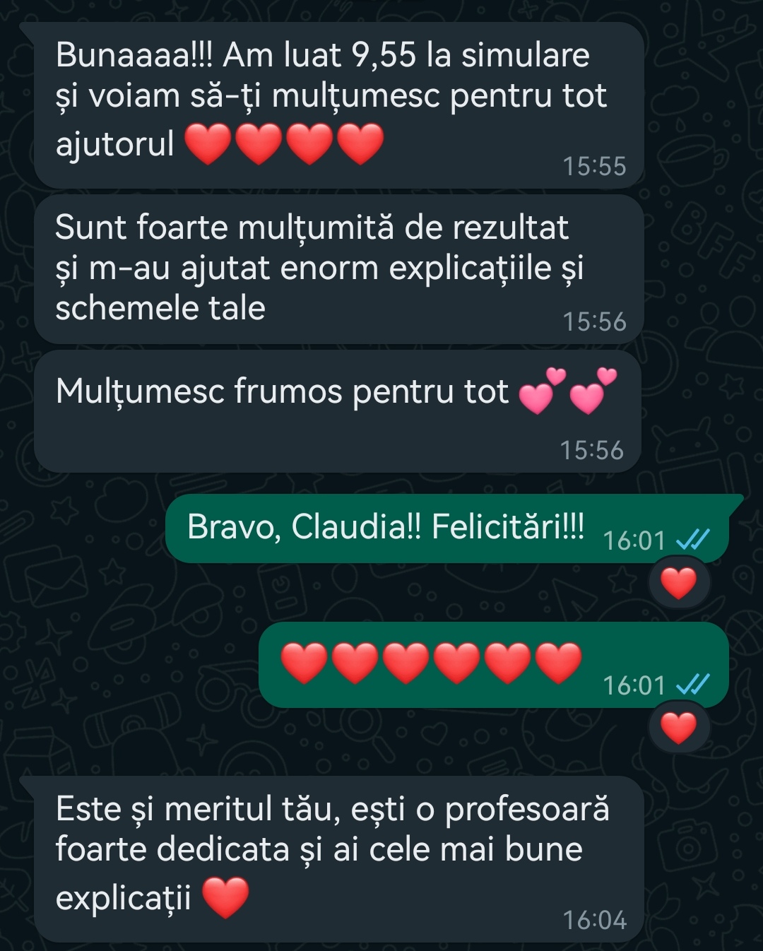 Mesaj de la un elev Edvanti — rezultat la BAC (62)