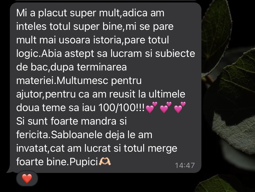 Mesaj de la un elev Edvanti — rezultat la BAC (63)