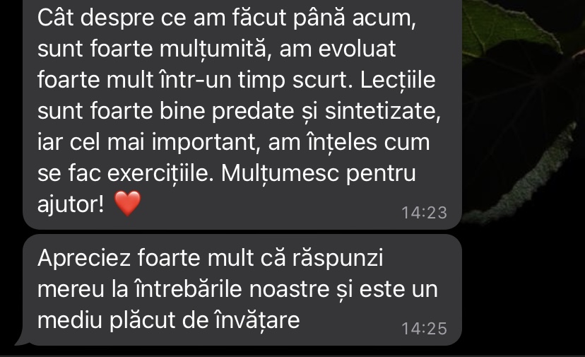 Mesaj de la un elev Edvanti — rezultat la BAC (65)