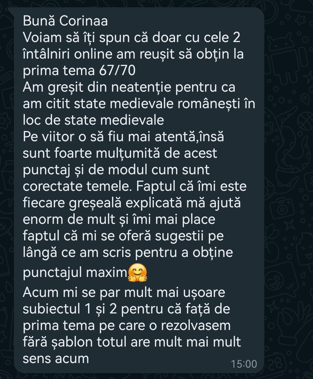Mesaj de la un elev Edvanti — rezultat la BAC (67)