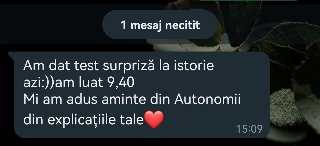 Mesaj de la un elev Edvanti — rezultat la BAC (70)