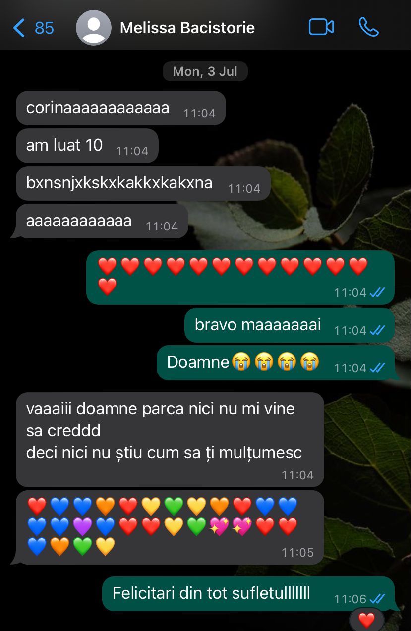 Mesaj de la un elev Edvanti — rezultat la BAC (85)