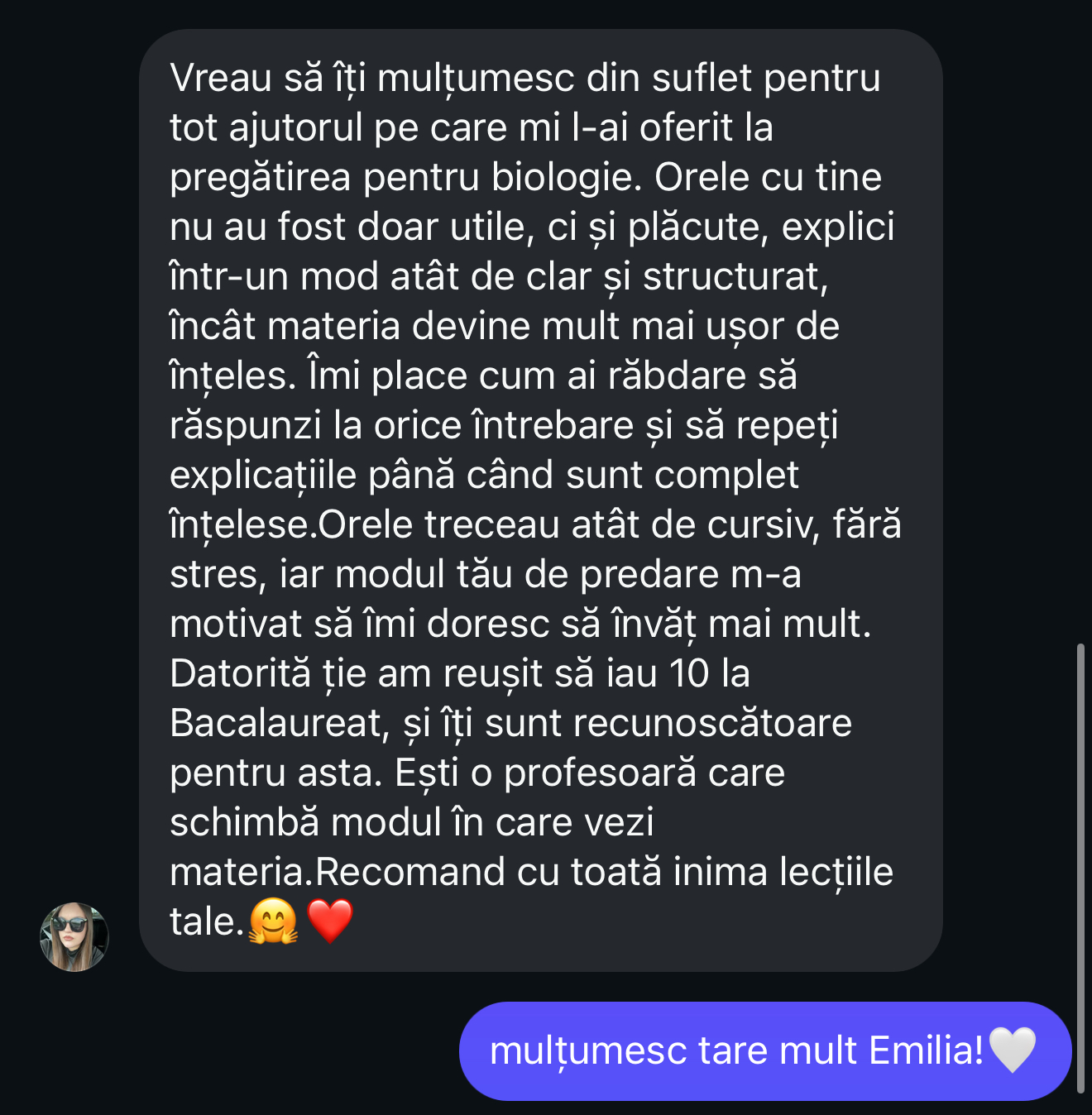 Mesaj de la un elev Edvanti — rezultat la BAC (87)