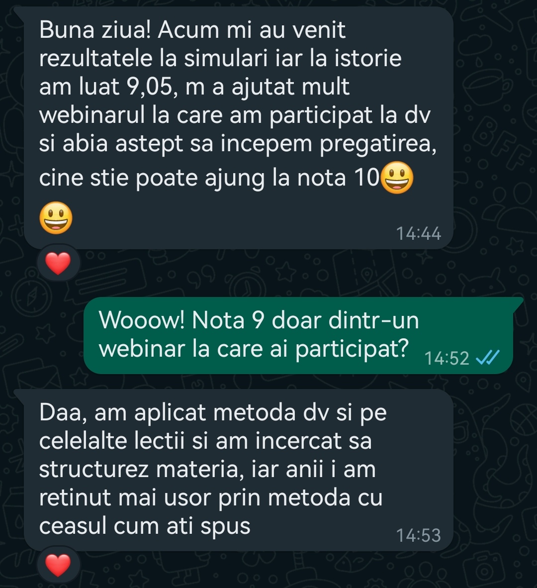 Mesaj de la un elev Edvanti — rezultat la BAC (91)