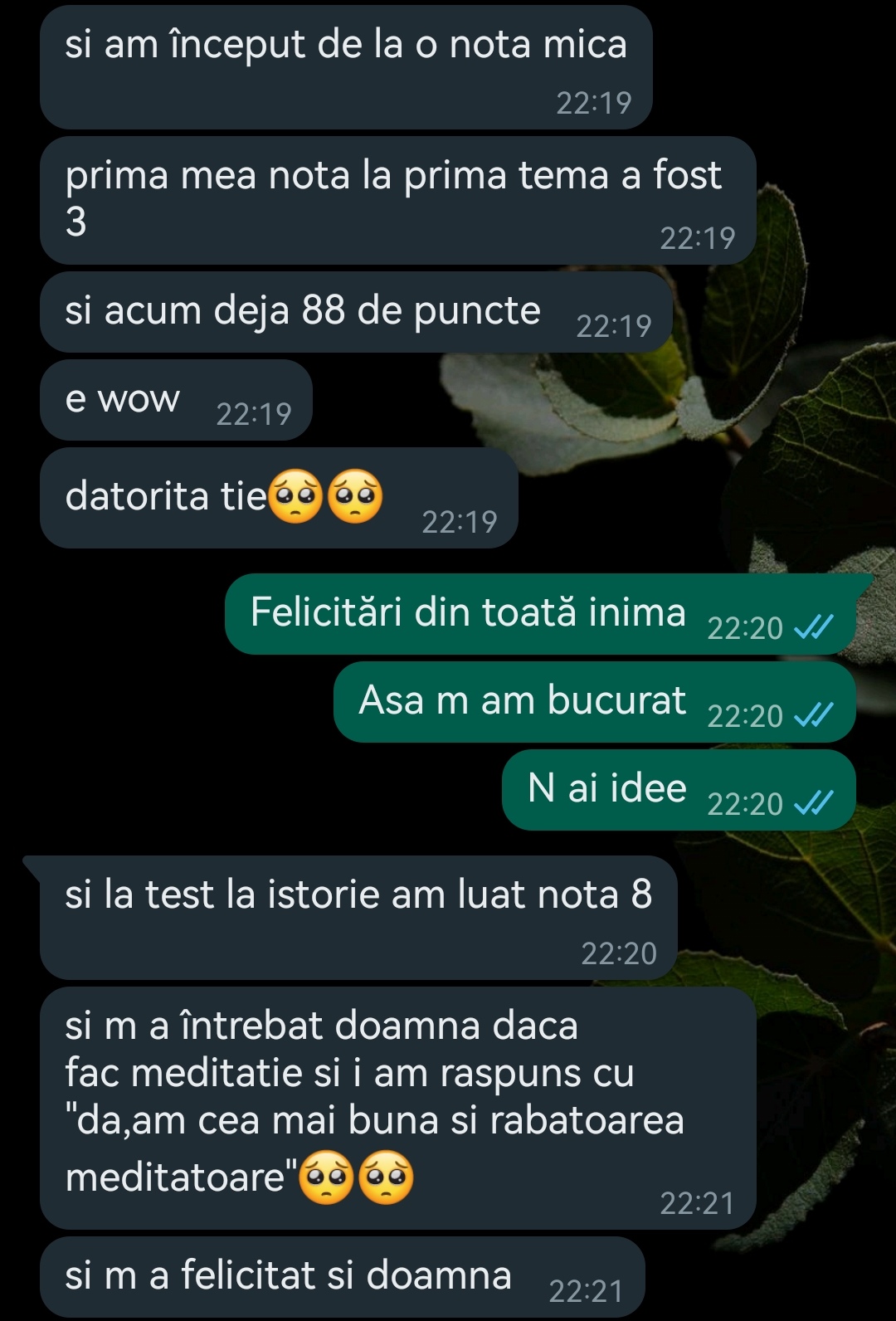 Mesaj de la un elev Edvanti — rezultat la BAC (95)