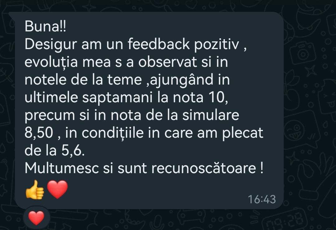 Mesaj de la un elev Edvanti — rezultat la BAC (98)