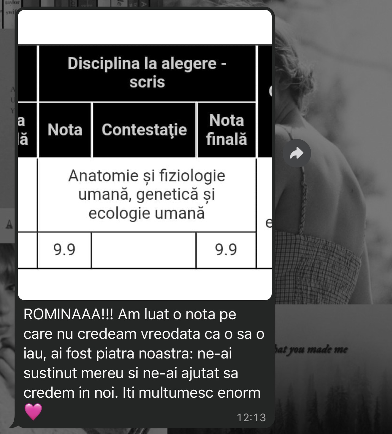 Mesaj de la un elev Edvanti — rezultat la BAC (99)